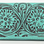 ADBGZ731 Hand Tooled Genuine Leather Floral Zip Organiser - Western Cowgirl Style